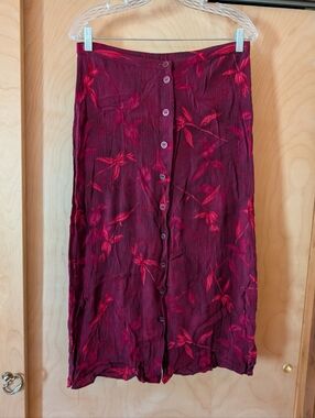 Vintage 90's Women’s Button-Front Floral Midi Skirt